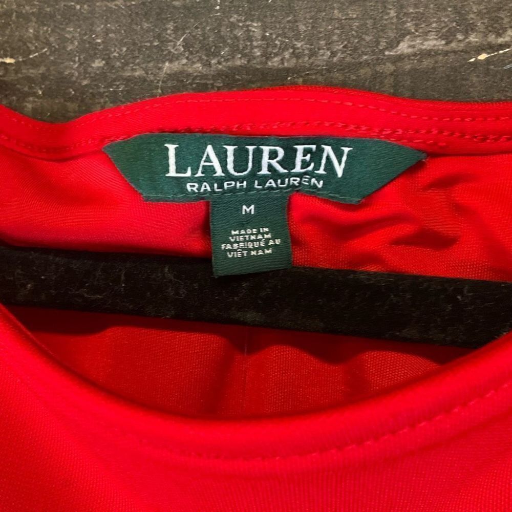 Lauren Ralph Lauren Women’s Size Medium Open Shoulder Dress Red Knee Length - Picture 5 of 7
